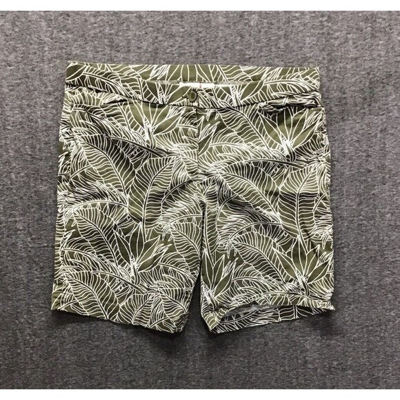 Coral Bay Hawaiian Bermuda Shorts Womens Size 18 Green White High Rise Tropical - Picture 1 of 10